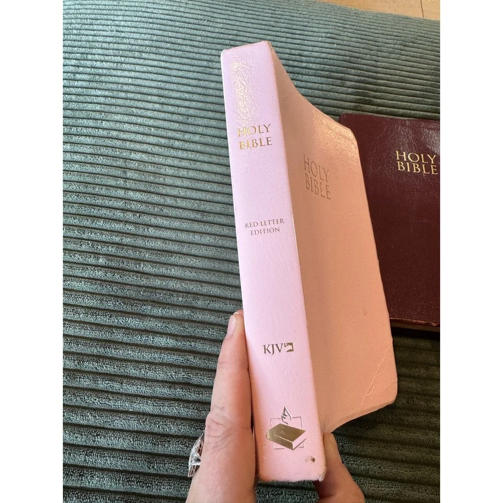 Two Holy Bible KJV Red Letter Edition Set Pink Burgundy‎